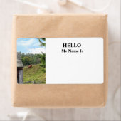 Étiquette Vache sur Hill (En situation)