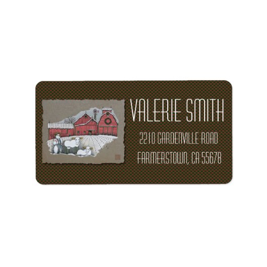 Étiquette Vaches de neige et grange (Devant)