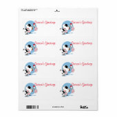 Étiquette Vaches de Noël avec chapeau de Père Noël Modèle (Feuille entière)