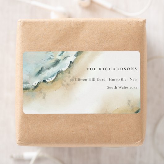 Étiquette Vagues de mer côtière plage de sable Adresse nauti (En situation)