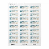 Étiquette Vagues de plage à l'aquarelle Mariage de plage côt (Feuille entière)