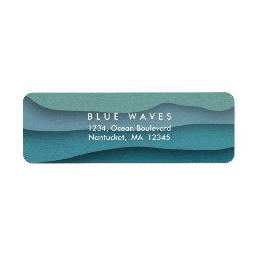 Étiquette Vagues d'océan bleu moderne (Devant)