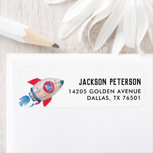 Étiquette vaisseau spatial Deux La Lune Anniversaire Fête Ga (En situation)