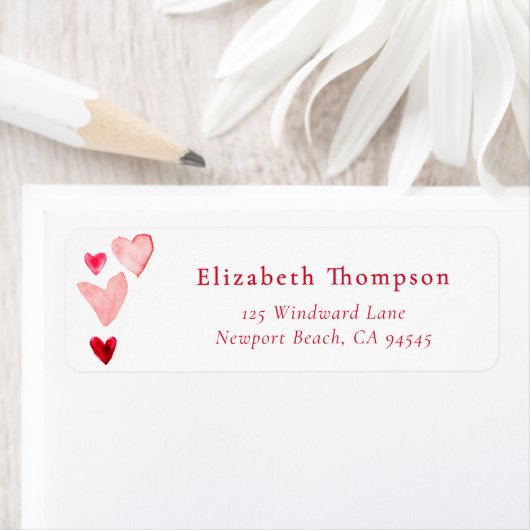 Étiquette Valentine Hearts Whimsical Art Watercolor (En situation)