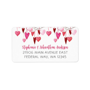 Étiquette Valentine Pink Hearts Adresse de retour