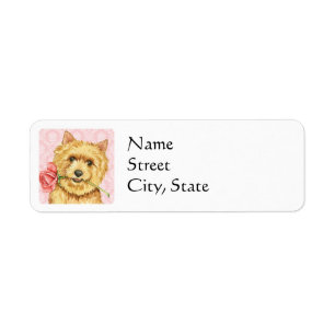 Étiquette Valentine Rose Norwich Terrier