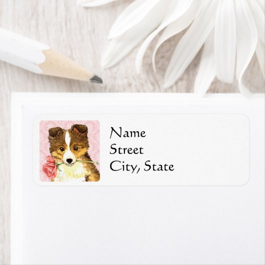 Étiquette Valentine Rose Sheltie (En situation)