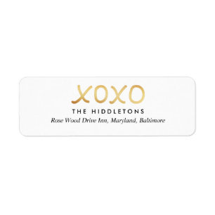 Étiquette Valentines Day Faux Gold Foil XOXO Typographie