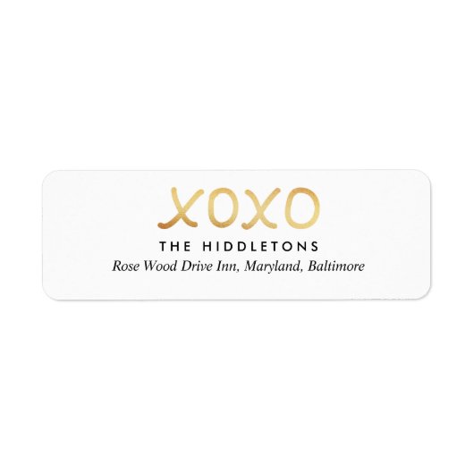 Étiquette Valentines Day Faux Gold Foil XOXO Typographie (Devant)