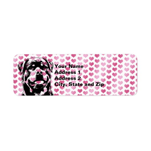 Étiquette Valentines - Rottweiler Silhouette (Devant)