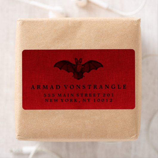 Étiquette Vampire Bat Halloween (En situation)