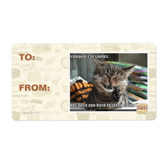 Étiquette vampire chat sourit (Devant)