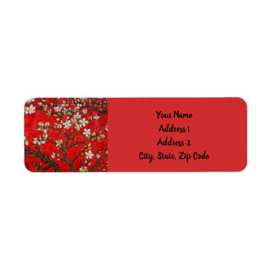 Étiquette Van Gogh Almond Blossoms Rouge (Devant)