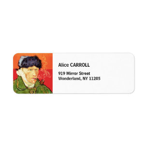 Étiquette Van Gogh - Autoportrait avec oreille et tuyau en b