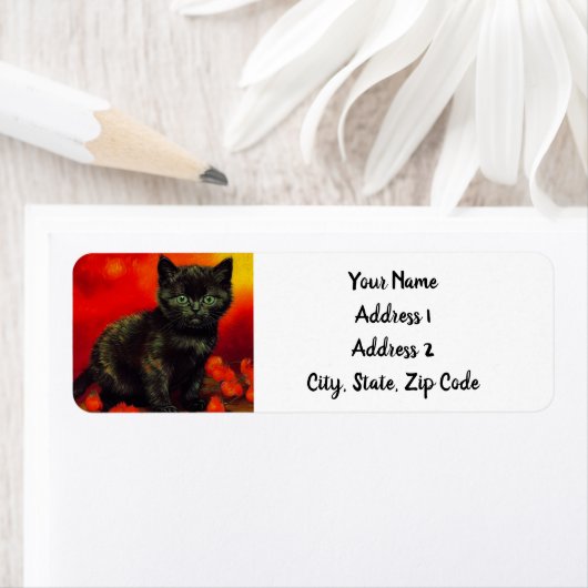 Étiquette Van Gogh Black Kitten (En situation)