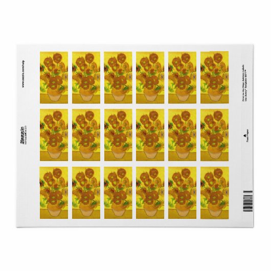 Étiquette Van Gogh Quinze Tournesols Dans Un Vase Art (Feuille entière)