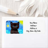 Étiquette Van Gogh Starry Night Black Cat (En situation)