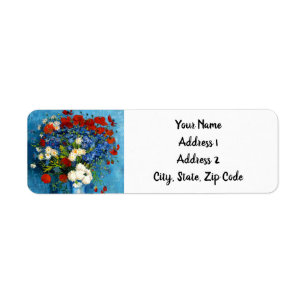 Étiquette Van Gogh Vase avec Cornflowers et Poppies