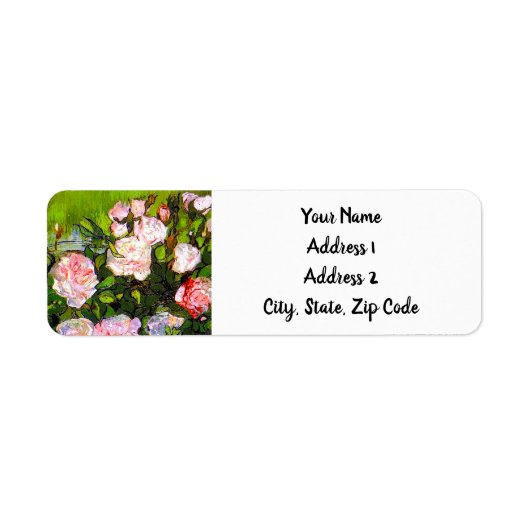 Étiquette Van Gogh Vie morte avec des roses roses roses (Devant)