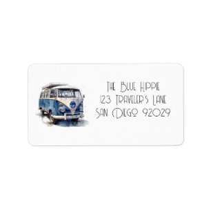Étiquette Van vintage dans Delft Blue personnalisable