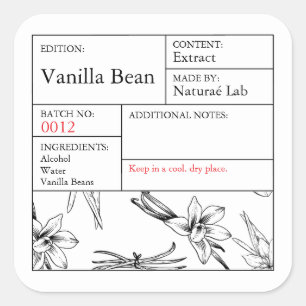 Étiquette vanille noir et blanc