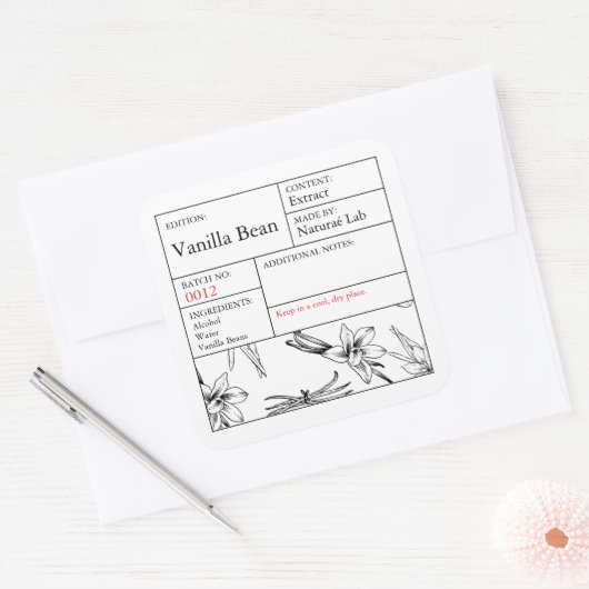 Étiquette vanille noir et blanc (Enveloppe)