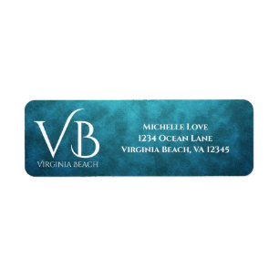 Étiquette VB Virginia Beach sur Blue Water Adresse de l'Arri