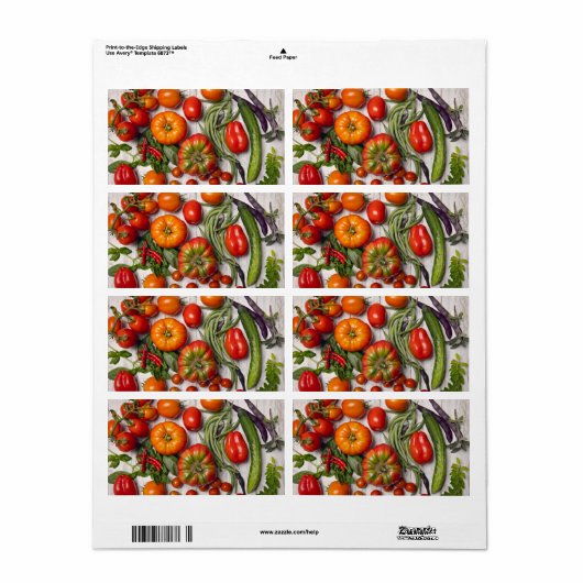 Étiquette Vegetable and Herb Harvest (Feuille entière)