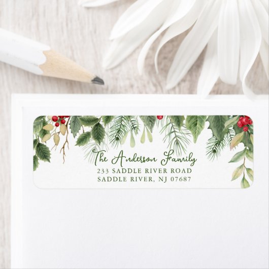 Étiquette Végétation de Noël Holly & Pine (En situation)