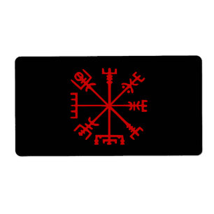 Étiquette Vegvísir rouge sang (boussole de Viking)