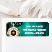 Étiquette Veille bijoux Steampunk sur un Arrière - plan vert (En situation)