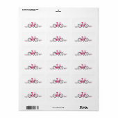 Étiquette Vélo rose (Feuille entière)