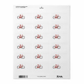 Étiquette Vélo rouge (Feuille entière)