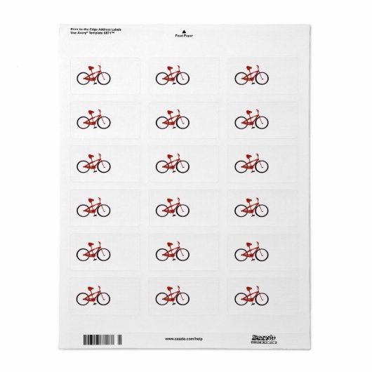 Étiquette Vélo rouge (Feuille entière)