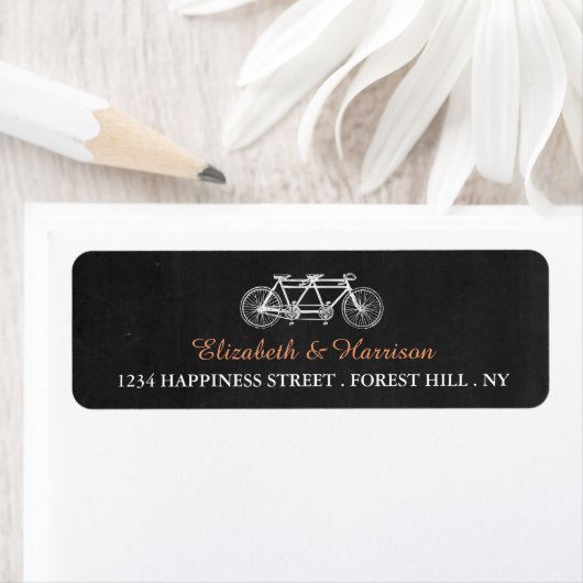 Étiquette Vélo Tandem Sur Mariage Chalkboard (En situation)