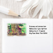 Étiquette Vélo vintage avec panier à fleurs (En situation)