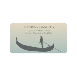 Étiquette Venice Gondola Silhouette au coucher du soleil Adr