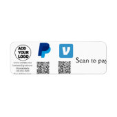 Étiquette Venmo paypal scan pour payer ajouter q r code logo (Devant)