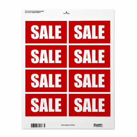 ÉTIQUETTE VENTE (Feuille entière)