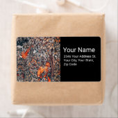 Étiquette VERDURE, ANIMAUX FORESTIERS Pheasant, Renard rouge (En situation)