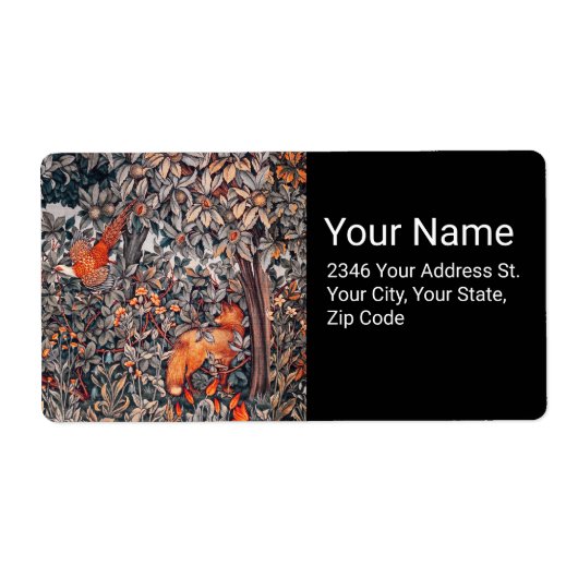 Étiquette VERDURE, ANIMAUX FORESTIERS Pheasant, Renard rouge (Devant)