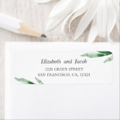 Étiquette Verdure aquarelle. Adresse du mariage botanique (En situation)