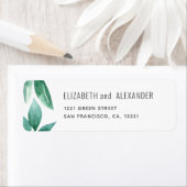 Étiquette Verdure aquarelle. Adresse du mariage botanique (En situation)