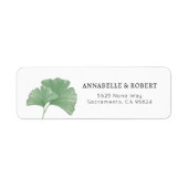 Étiquette Verdure minimale Ginkgo Tree Mariage d'aquarelle (Devant)