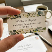 Étiquette Verdure Rose blanche Aquarelle Adresse florale