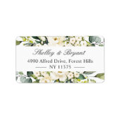 Étiquette Verdure Rose blanche Aquarelle Adresse florale (Devant)