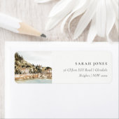 Étiquette Verona Adige River Italie Aquarelle Adresse (En situation)