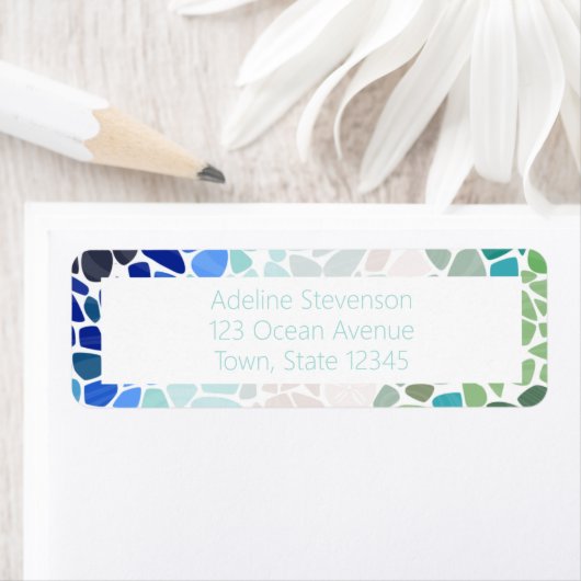 Étiquette Verre de mer coloré (En situation)