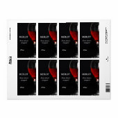 Étiquette Verre et bouteille de vin rouge (Feuille entière)