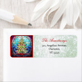 Étiquette Verre verni brillant Arbre de Noël Parties scintil (En situation)